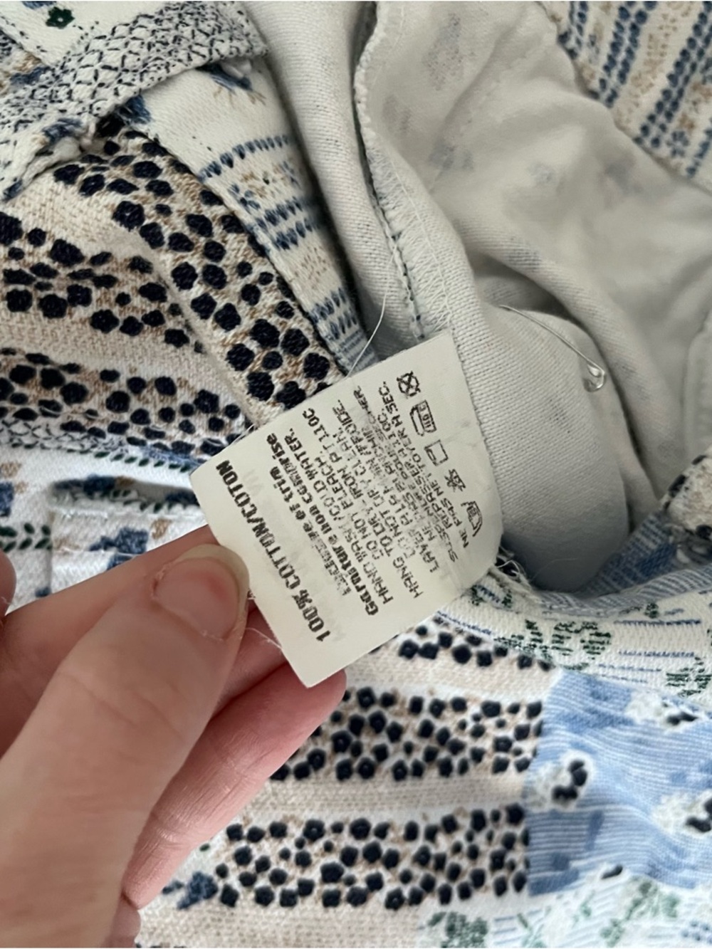 Patchwork Blue & White Cotton Shorts - Picture 4 of 5